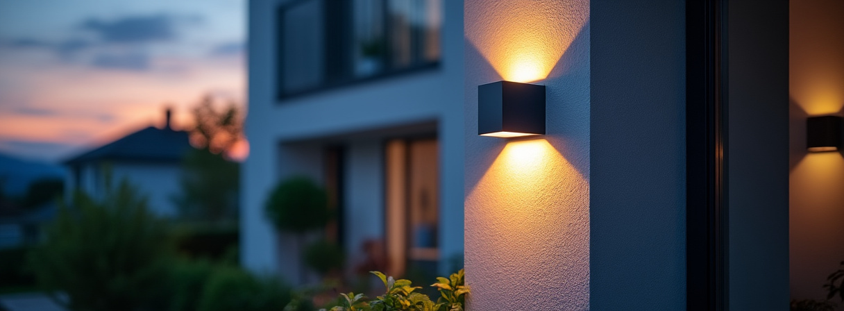 Solar-Wandleuchte mit Bewegungsmelder an einer Hauswand